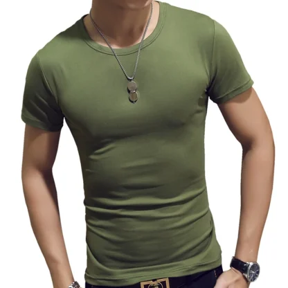 Men's Fitted Solid Color T-shirt - Image 3