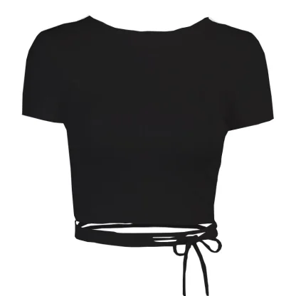 Chic Backless Plain Top with Tie Waist - Image 6