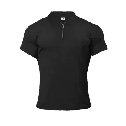 Comfy Solid Polo Shirt with Zip Quarter - Image 6