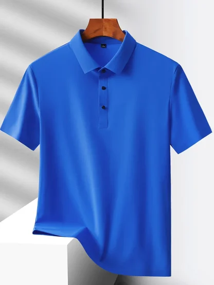 Quick-Dry Short Sleeve Plain Polo Shirt - Image 15