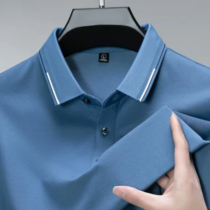 Soft Blank Polo Shirt with Buttoned Neckline - Image 2