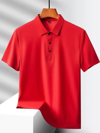 Quick-Dry Short Sleeve Plain Polo Shirt - Image 10