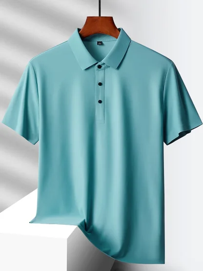 Quick-Dry Short Sleeve Plain Polo Shirt - Image 12