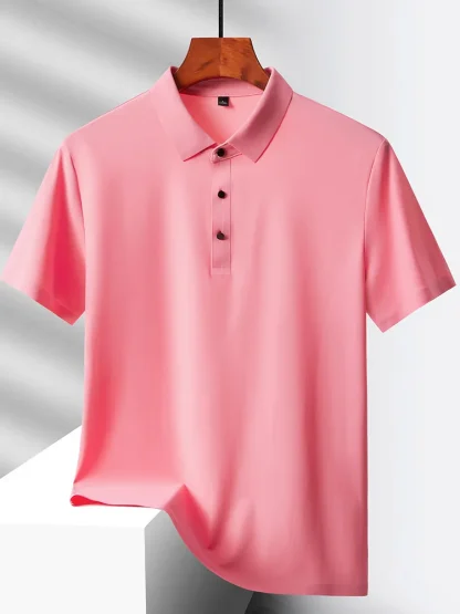 Quick-Dry Short Sleeve Plain Polo Shirt - Image 9