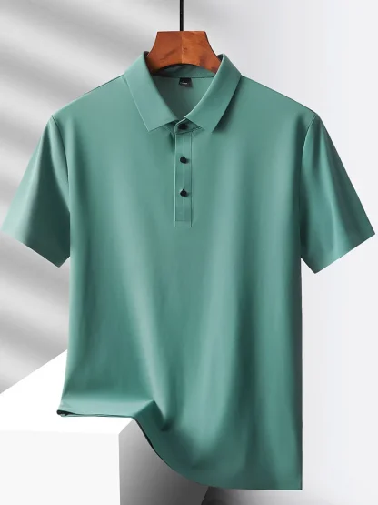 Quick-Dry Short Sleeve Plain Polo Shirt - Image 13