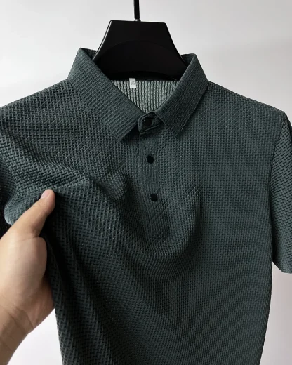 Plain Color Polo Shirt with Breathable Fabric - Image 14