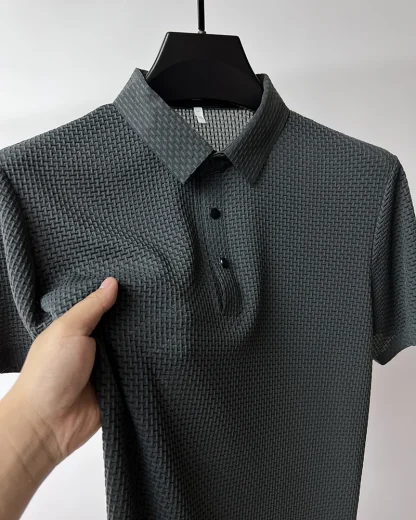 Plain Color Polo Shirt with Breathable Fabric - Image 8