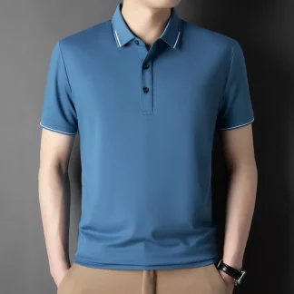 Soft Blank Polo Shirt with Buttoned Neckline