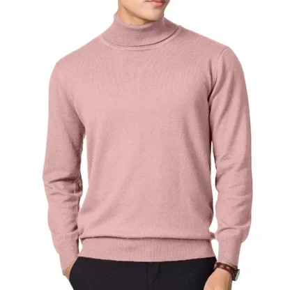 Knitted Turtleneck Solid Top with Long Sleeve - Image 4