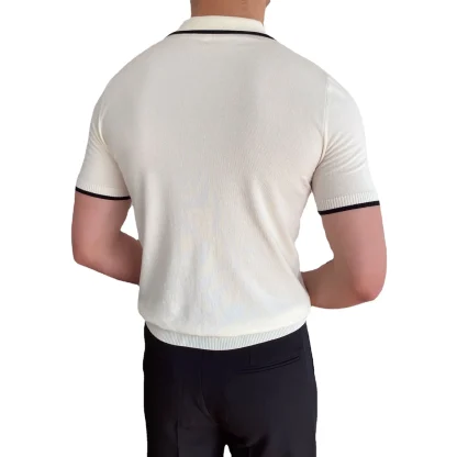 Slim-Fit Plain Color Polo Shirt with Short Sleeve - Image 3