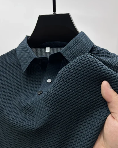 Plain Color Polo Shirt with Breathable Fabric - Image 15