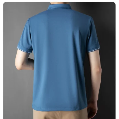 Soft Blank Polo Shirt with Buttoned Neckline - Image 3