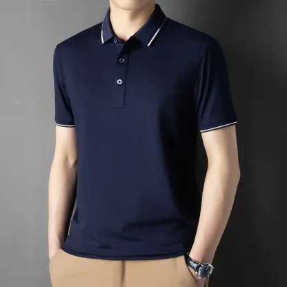 Soft Blank Polo Shirt with Buttoned Neckline - Image 9