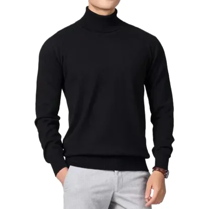 Knitted Turtleneck Solid Top with Long Sleeve - Image 7