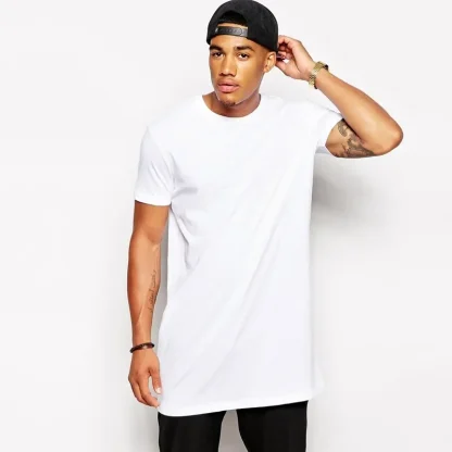 Solid Color T-shirt with Long Length Design