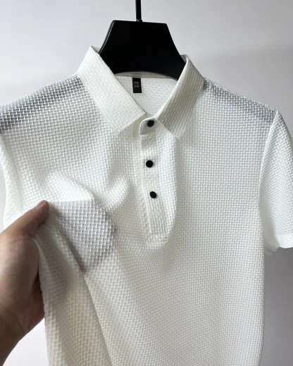 Plain Color Polo Shirt with Breathable Fabric - Image 13