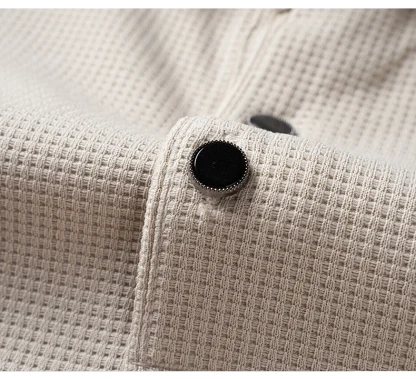 Casual Waffle Polo Shirt with Breathable Fabric - Image 3