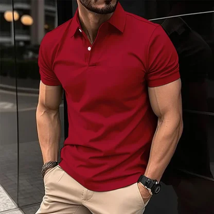 Plain Polo Shirt with Short Sleeve - Image 3