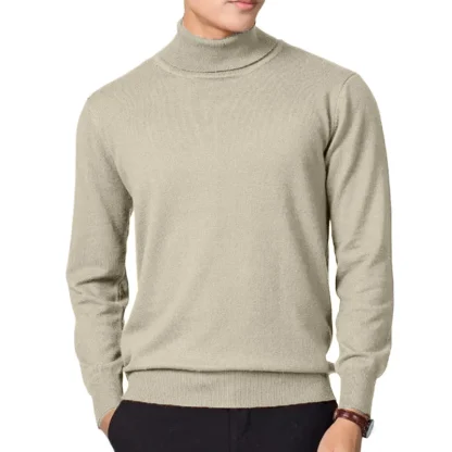 Knitted Turtleneck Solid Top with Long Sleeve - Image 2