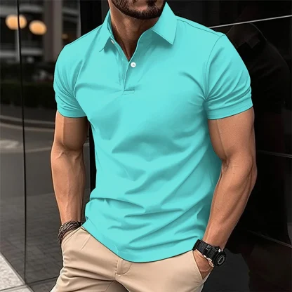 Blank Polo Shirt with Button Neckline - Image 9