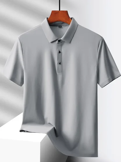 Quick-Dry Short Sleeve Plain Polo Shirt - Image 3