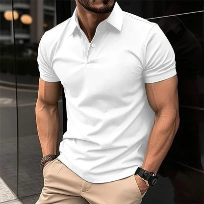 Blank Polo Shirt with Button Neckline - Image 2