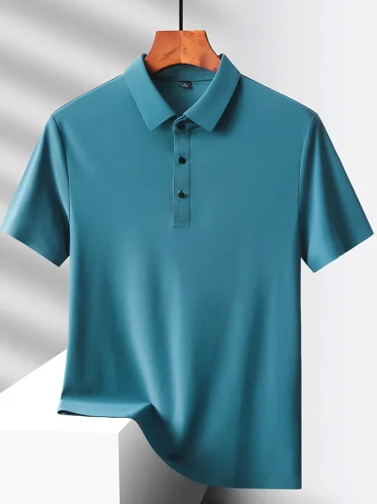 Quick-Dry Short Sleeve Plain Polo Shirt - Image 14