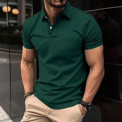 Plain Polo Shirt with Short Sleeve - Image 6