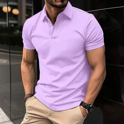 Plain Polo Shirt with Short Sleeve - Image 8