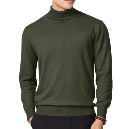 Knitted Turtleneck Solid Top with Long Sleeve - Image 3