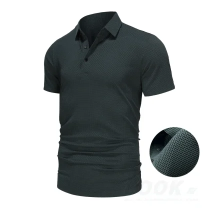 Plain Color Polo Shirt with Breathable Fabric - Image 2