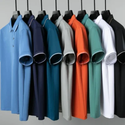 Soft Blank Polo Shirt with Buttoned Neckline - Image 4