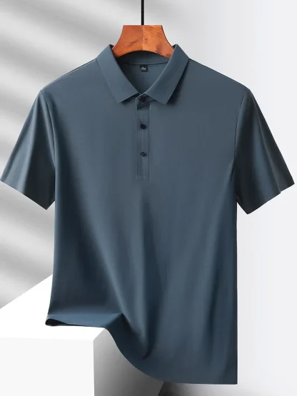 Quick-Dry Short Sleeve Plain Polo Shirt - Image 4