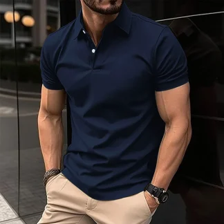 Plain Polo Shirt with Short Sleeve