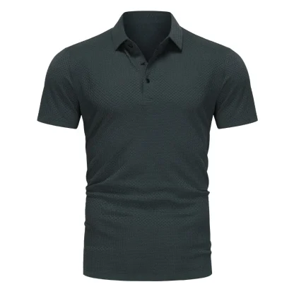 Plain Color Polo Shirt with Breathable Fabric