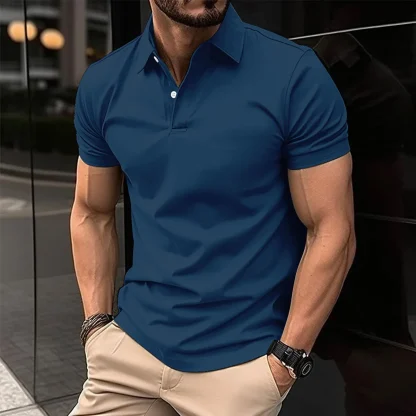 Blank Polo Shirt with Button Neckline - Image 3