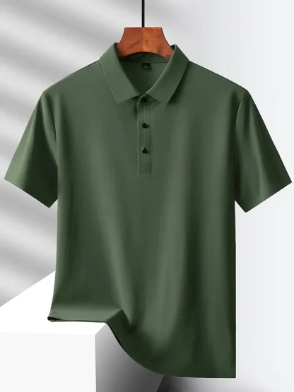 Quick-Dry Short Sleeve Plain Polo Shirt - Image 2