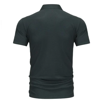 Plain Color Polo Shirt with Breathable Fabric - Image 3