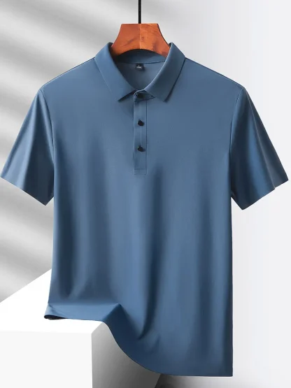 Quick-Dry Short Sleeve Plain Polo Shirt - Image 5